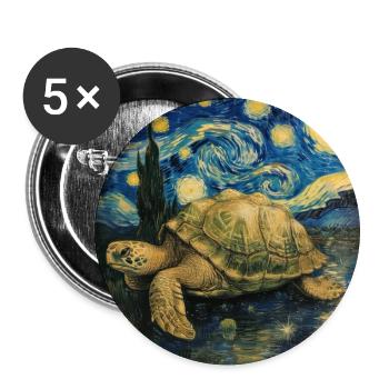 schildkröte, van gogh, sternennacht - Buttons groß 56 mm (5er Pack) - Weiß - Vorne
