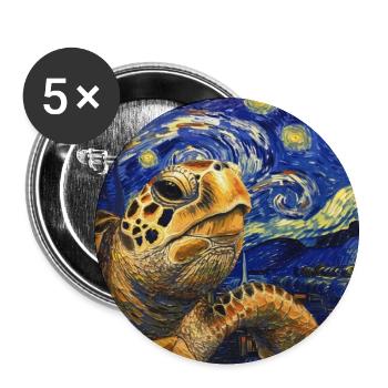 Tortue, Van Gogh, Nuit étoilée - Lot de 5 grands badges (56 mm) - blanc - Devant