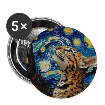Ozelot, luchs, van gogh, sternennacht - Buttons groß 56 mm (5er Pack) - Weiß - Vorne
