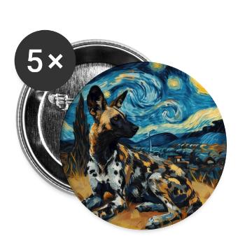 Hyène, Van Gogh, Nuit étoilée - Lot de 5 grands badges (56 mm) - blanc - Devant
