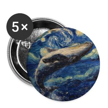 Poisson-baleine Van Gogh - Lot de 5 grands badges (56 mm) - blanc - Devant