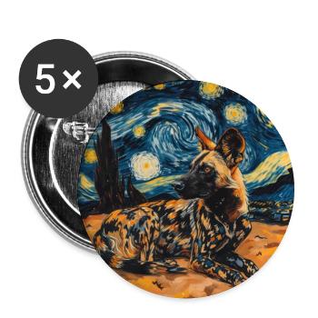 hyäne, van gogh, sternennacht - Buttons groß 56 mm (5er Pack) - Weiß - Vorne
