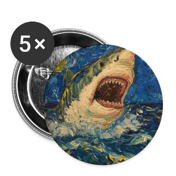 Shark, Shark, Fish, Van Gogh, Starry Night - Buttons large 2.2''/56 mm (5-pack) - white - Front
