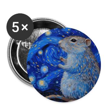 agouti, maus, ratte, van gogh, sternennacht - Buttons groß 56 mm (5er Pack) - Weiß - Vorne