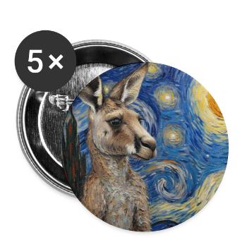 Kangourou, Van Gogh, Nuit étoilée - Lot de 5 grands badges (56 mm) - blanc - Devant