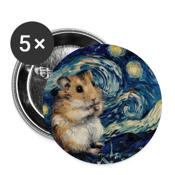 hamster, tier, van gogh, sternennacht - Buttons groß 56 mm (5er Pack) - Weiß - Vorne