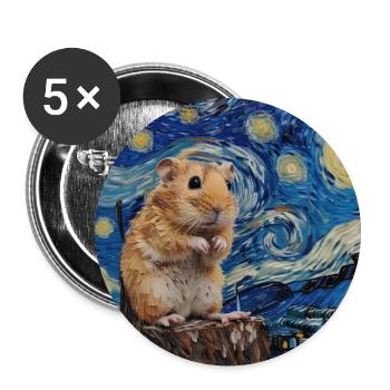 hamster, tier, van gogh, sternennacht - Buttons groß 56 mm (5er Pack) - Weiß - Vorne