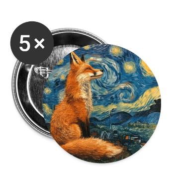 Renard, Renards, Van Gogh, Nuit étoilée - Lot de 5 grands badges (56 mm) - blanc - Devant