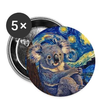 Koala, Animal, Van Gogh, Nuit Étoilée - Lot de 5 grands badges (56 mm) - blanc - Devant