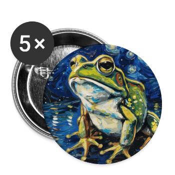 frosch, tier, van gogh, sternenacht - Buttons groß 56 mm (5er Pack) - Weiß - Vorne