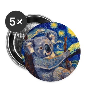 Koala, Animal, Van Gogh, Nuit Étoilée - Lot de 5 grands badges (56 mm) - blanc - Devant