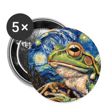 frosch, tier, van gogh, sternenacht - Buttons groß 56 mm (5er Pack) - Weiß - Vorne