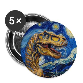 T-Rex, Dinosaur, Dino Animal, Van Gogh - Buttons large 2.2''/56 mm (5-pack) - white - Front