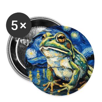 frosch, tier, van gogh, sternennacht - Buttons groß 56 mm (5er Pack) - Weiß - Vorne