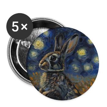 hase, kaninchen, tier, van gogh, sternenacht - Buttons groß 56 mm (5er Pack) - Weiß - Vorne