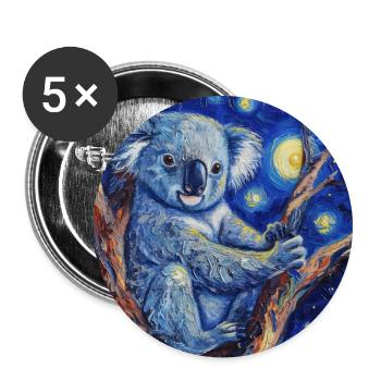 Koala, Animal, Van Gogh, Nuit Étoilée - Lot de 5 grands badges (56 mm) - blanc - Devant