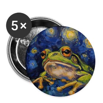 frosch, tier, van gogh, sternenacht - Buttons groß 56 mm (5er Pack) - Weiß - Vorne