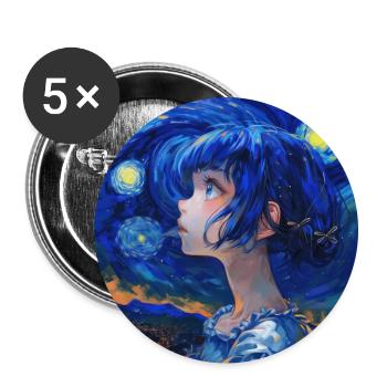 anime, anime mädchen, otaku, waifu, van gogh - Buttons groß 56 mm (5er Pack) - Weiß - Vorne