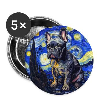 french bulldog, frenchie, dog, Van Gogh - Buttons large 2.2''/56 mm (5-pack) - white - Front