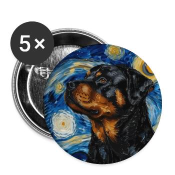 rottweiler, dog, van gogh, starry night - Buttons large 2.2''/56 mm (5-pack) - white - Front