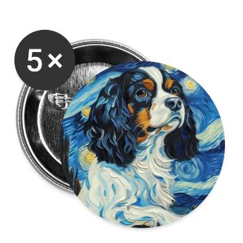 Cavalier King Charles Spaniel, van gogh - Lot de 5 grands badges (56 mm) - blanc - Devant