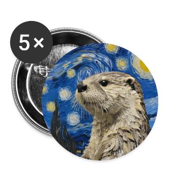 otter, Van Gogh, Sternennacht - Buttons groß 56 mm (5er Pack) - Weiß - Vorne