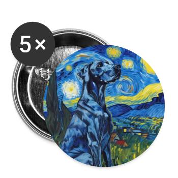 Dogue Allemand, Dogue Allemand, Chien, Van Gogh - Lot de 5 grands badges (56 mm) - blanc - Devant