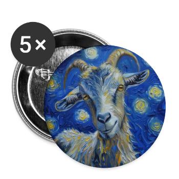 Ziege Van Gogh Sternennacht - Buttons groß 56 mm (5er Pack) - Weiß - Vorne