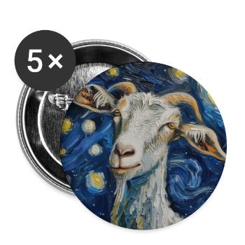 ziege, Van Gogh, Sternennacht - Buttons groß 56 mm (5er Pack) - Weiß - Vorne