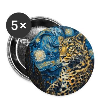 leopard, Van Gogh, Sternennacht - Buttons groß 56 mm (5er Pack) - Weiß - Vorne