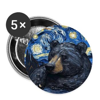 Grizzly, Ours, Van Gogh, Nuit étoilée - Lot de 5 grands badges (56 mm) - blanc - Devant