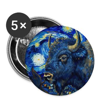 bison, büffel, van gogh, sternennacht - Buttons groß 56 mm (5er Pack) - Weiß - Vorne