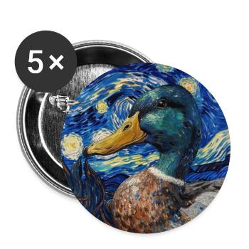 Duck, Animal, Van Gogh, Starry Night - Buttons large 2.2''/56 mm (5-pack) - white - Front