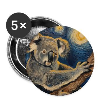 Koala, Van Gogh, Starry Night, Gift - Buttons large 2.2''/56 mm (5-pack) - white - Front
