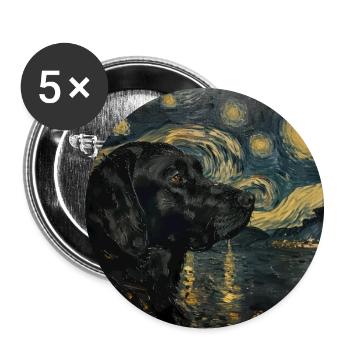 Labrador retriever, Labrador, chien, van gogh - Lot de 5 grands badges (56 mm) - blanc - Devant