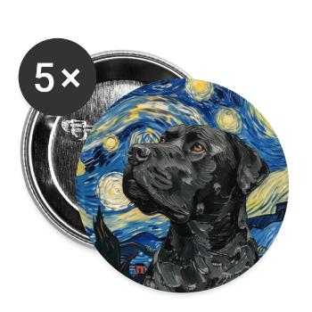Cane corso , hund, van gogh, sternennacht, geschen - Buttons groß 56 mm (5er Pack) - Weiß - Vorne