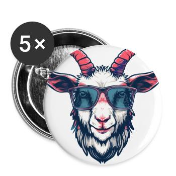 Ziege, Goat, Sonnenbrille, geschenk - Buttons groß 56 mm (5er Pack) - Weiß - Vorne