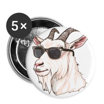 Ziege, Goat, Sonnenbrille, geschenk - Buttons groß 56 mm (5er Pack) - Weiß - Vorne
