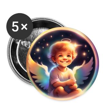 Petit ange arc en ciel - Lot de 5 grands badges (56 mm) - blanc - Devant