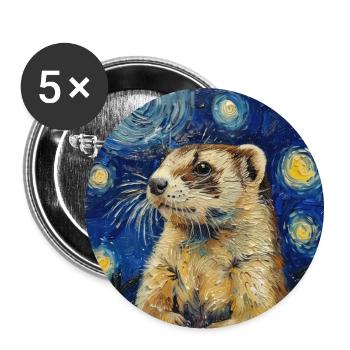 ferret, Van Gogh, gift - Buttons large 2.2''/56 mm (5-pack) - white - Front