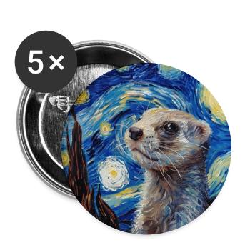 Ferret, Van Gogh, Gift - Buttons large 2.2''/56 mm (5-pack) - white - Front