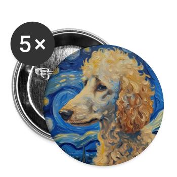 Poodle Van Gogh Gift - Buttons large 2.2''/56 mm (5-pack) - white - Front