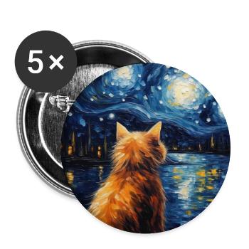 Cat, Cat Motif - Buttons large 2.2''/56 mm (5-pack) - white - Front