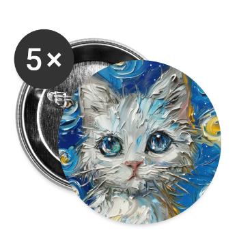 Cat, Cat Motif - Buttons large 2.2''/56 mm (5-pack) - white - Front