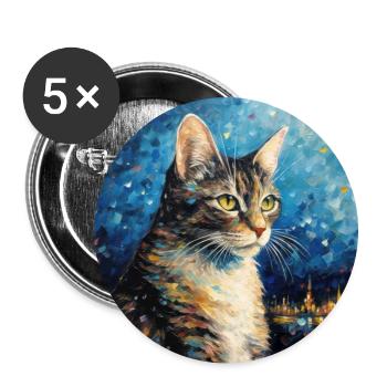 Cat, Cat Motif - Buttons large 2.2''/56 mm (5-pack) - white - Front