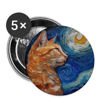 Cat, Cat Motif - Buttons large 2.2''/56 mm (5-pack) - white - Front