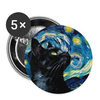 Cat, Cat Motif - Buttons large 2.2''/56 mm (5-pack) - white - Front