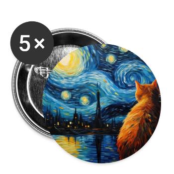 Cat, Cat Motif - Buttons large 2.2''/56 mm (5-pack) - white - Front