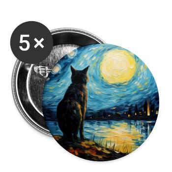 Cat, Cat Motif - Buttons large 2.2''/56 mm (5-pack) - white - Front
