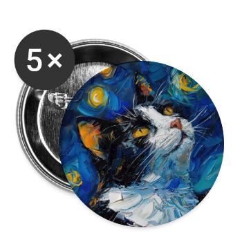 Cat, Cat Motif - Buttons large 2.2''/56 mm (5-pack) - white - Front